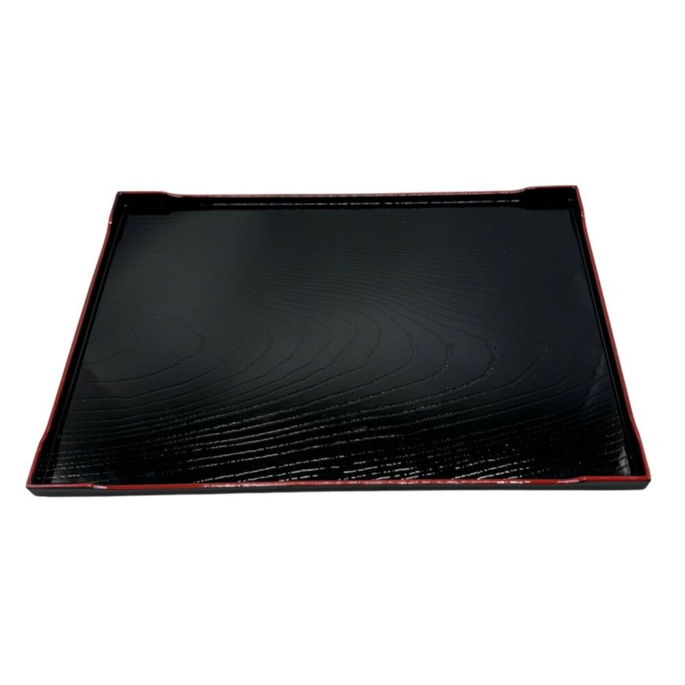Japanese Black shine rectangle plastic Tray Red Rim - Elegant Design READ NEW